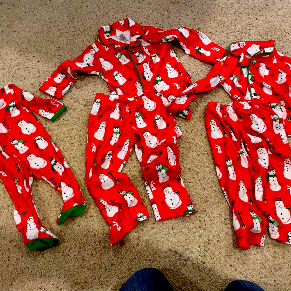 Kids matching holiday Jammies all 3 together